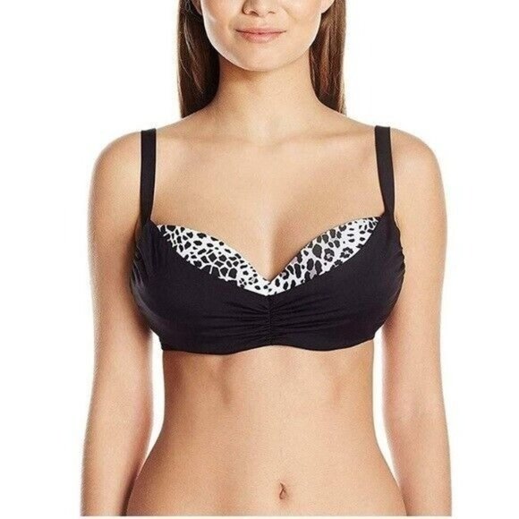 Coco Reef Diva Power Bikini Top Size 32/34C Harmony Mix Dots Bra Underwire Cups - Picture 1 of 8